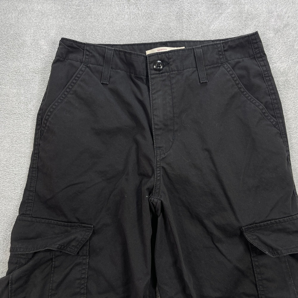 Levi's '94 Baggy Cargo Pants Women 26 Black Utility Drawstring Hem Cotton Twill - Picture 2 of 13